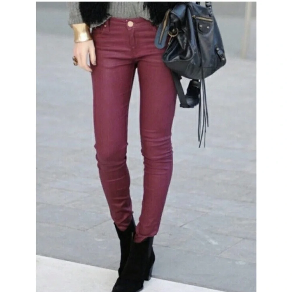 Cabi Bordeaux Skinny Jean Denim Pant Purple Wine Red 919 Sz 4 - Picture 3 of 7